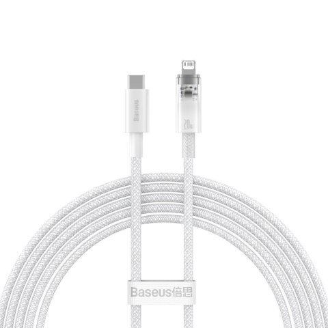 Kabel przewód w oplocie do iPhone Explorer Series USB-C - Lightning 20W 2m biały BASEUS