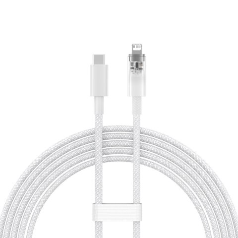 Kabel przewód w oplocie do iPhone Explorer Series USB-C - Lightning 20W 2m biały BASEUS