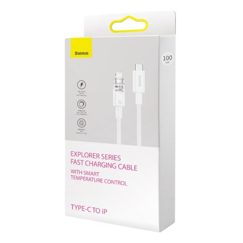 Kabel przewód w oplocie do iPhone Explorer Series USB-C - Lightning 20W 2m biały BASEUS