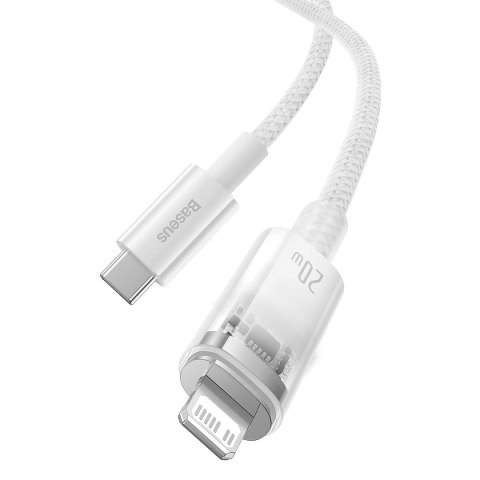 Kabel przewód w oplocie do iPhone Explorer Series USB-C - Lightning 20W 2m biały BASEUS