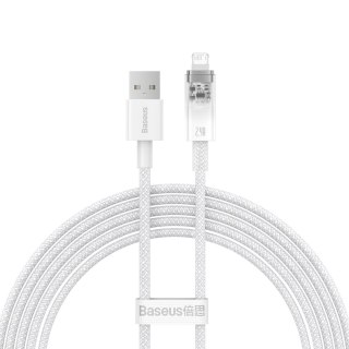 Kabel przewód w oplocie do iPhone Explorer Series USB - Lightning 2.4A 2m biały BASEUS