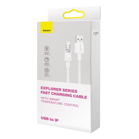 Kabel przewód w oplocie do iPhone Explorer Series USB - Lightning 2.4A 2m biały BASEUS