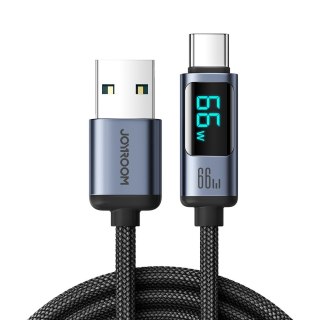 Kabel przewód z wyświetlaczem LED USB-C - USB-A 66W 1.2m czarny JOYROOM