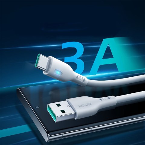 Kabel przewód ze wskaźnikiem LED USB - USB-C 3A 2m biały JOYROOM