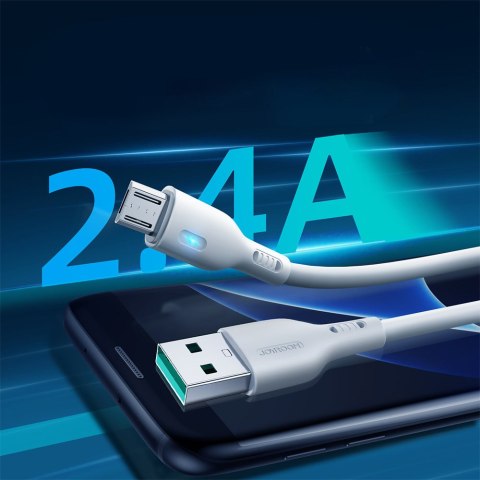 Kabel przewód ze wskaźnikiem LED USB - micro USB 2.4A 2m biały JOYROOM