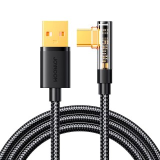 Kątowy kabel USB-C - USB do szybkiego ładowania i transferu danych 3A 1.2m czarny JOYROOM