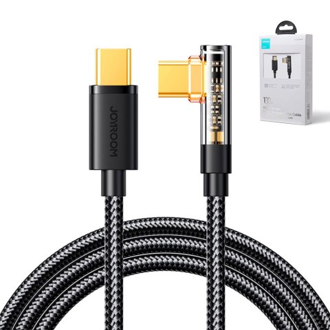 Kątowy kabel USB-C do szybkiego ładowania i transferu danych 100W 1.2m czarny JOYROOM