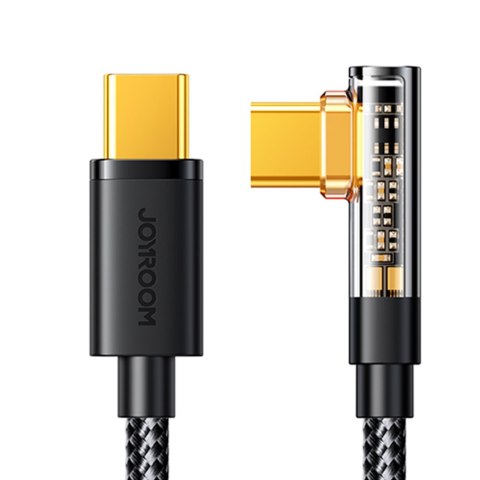 Kątowy kabel USB-C do szybkiego ładowania i transferu danych 100W 1.2m czarny JOYROOM