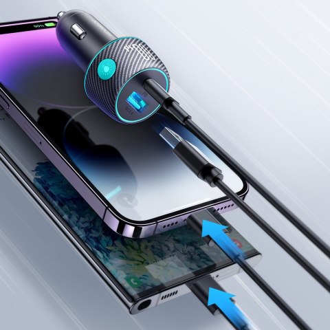 Ładowarka samochodowa 60W PD USB-C USB-A czarna JOYROOM