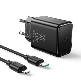 Ładowarka sieciowa USB-C 20W PD z kablem do iPhone Lightning czarna JOYROOM