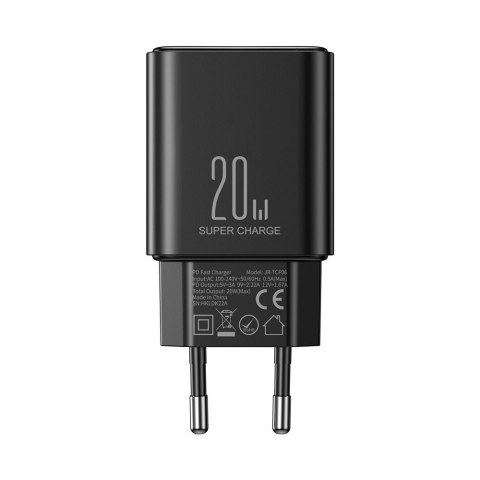 Ładowarka sieciowa USB-C 20W PD z kablem do iPhone Lightning czarna JOYROOM