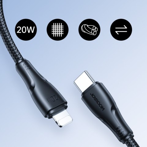 Wytrzymały kabel do iPhone Surpass Series USB-C - Lightning 20W 0.25m czarny JOYROOM