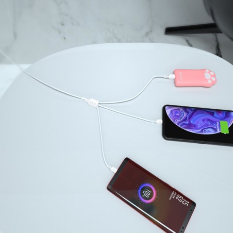 3w1 Kabel przewód USB-A do USB-C micro USB iPhone Lightning 480Mb/s 1.2m biały DUDAO