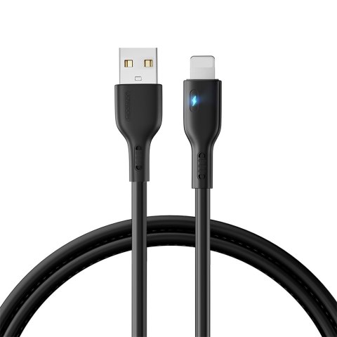 Kabel przewód do iPhone z diodą LED USB - Lightning 2.4A 1.2m czarny JOYROOM