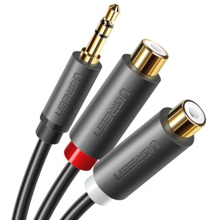 Kabel przewód przejściówka audio jack 3.5mm męski - 2x RCA żeński 0.25m szary UGREEN