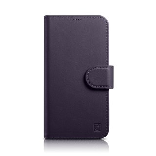 2w1 etui skórzany pokrowiec z klapką iPhone 14 Anti-RFID Wallet Case ciemnofioletowy ICARER