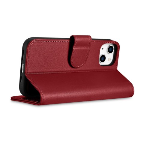 2w1 etui skórzany pokrowiec z klapką iPhone 14 Anti-RFID Wallet Case czerwony ICARER