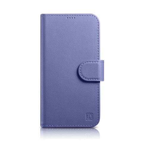 2w1 etui skórzany pokrowiec z klapką iPhone 14 Anti-RFID Wallet Case jasnofioletowy ICARER