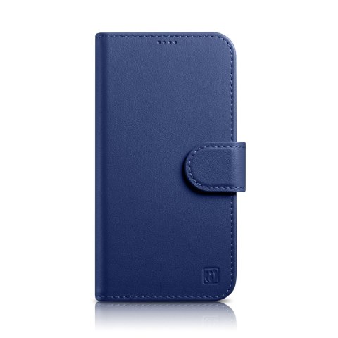 2w1 etui skórzany pokrowiec z klapką iPhone 14 Anti-RFID Wallet Case niebieski ICARER