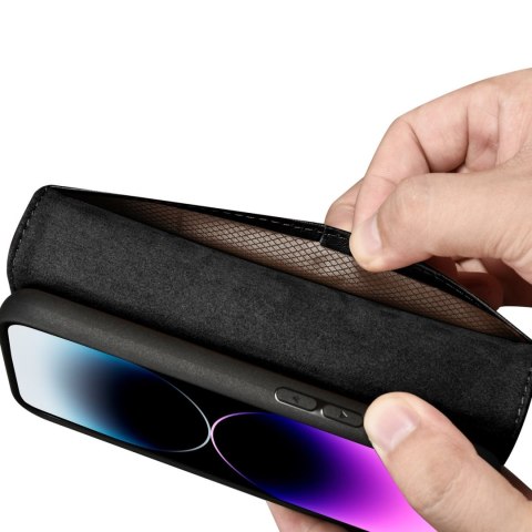 2w1 etui skórzany pokrowiec z klapką iPhone 14 Pro Anti-RFID Wallet Case czarny ICARER