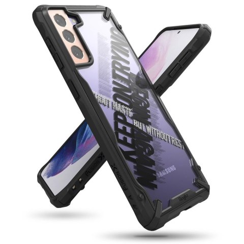 Etui pancerny pokrowiec z ramką Galaxy S21+ 5G Fusion X Design Cross czarny Ringke