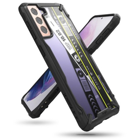 Etui pancerny pokrowiec z ramką Galaxy S21+ 5G Fusion X Design Ticket band czarny Ringke