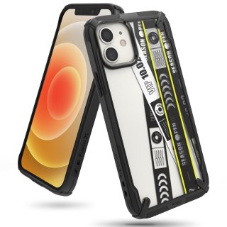 Etui pancerny pokrowiec z ramką iPhone 12 mini Fusion X Design Ticket band czarny Ringke