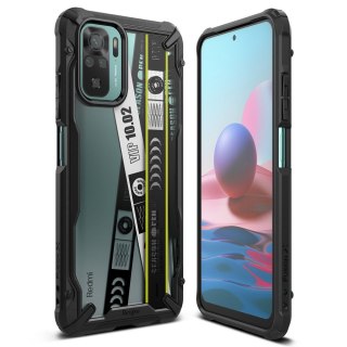 Etui pancerny pokrowiec z ramką Xiaomi Redmi Note 10 / 10S Fusion X Design Ticket band czarny Ringke