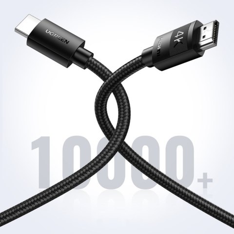 Kabel przewód audio wideo HDMI 2.0 4K wytrzymały w oplocie 1m czarny UGREEN