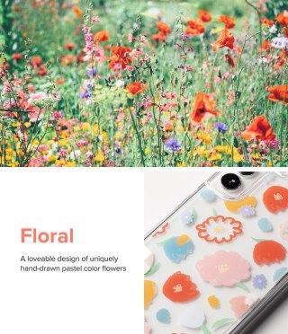 Pancerne etui pokrowiec z żelową ramką Galaxy S22+ Fusion Design Floral przezroczysty Ringke