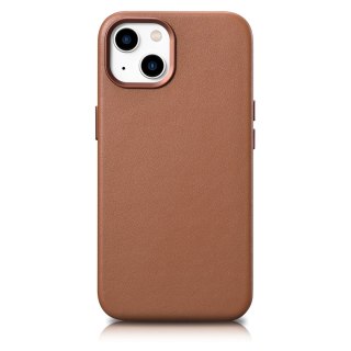 Pokrowiec etui z naturalnej skóry do iPhone 14 Plus MagSafe Case Leather brązowy ICARER