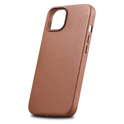 Pokrowiec etui z naturalnej skóry do iPhone 14 Plus MagSafe Case Leather brązowy ICARER