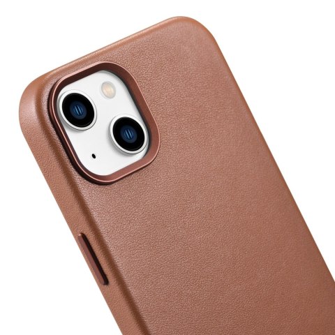 Pokrowiec etui z naturalnej skóry do iPhone 14 Plus MagSafe Case Leather brązowy ICARER