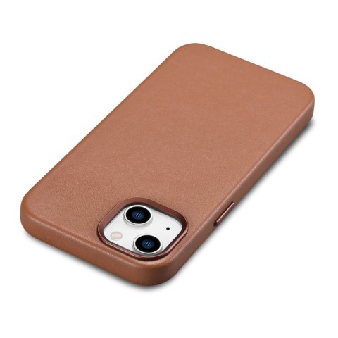 Pokrowiec etui z naturalnej skóry do iPhone 14 Plus MagSafe Case Leather brązowy ICARER