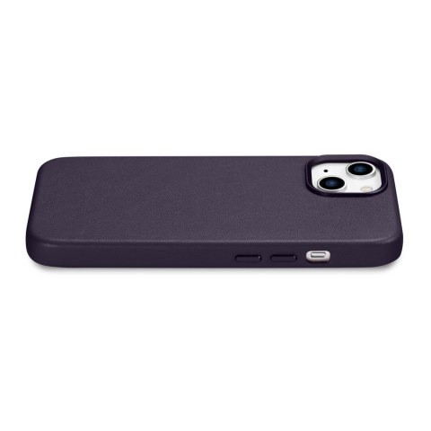 Pokrowiec etui z naturalnej skóry do iPhone 14 Plus MagSafe Case Leather ciemnofioletowy ICARER