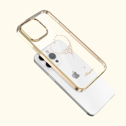 Etui do telefonu iPhone 14 Plus ozdobione kryształami Wish Series złote KINGXBAR