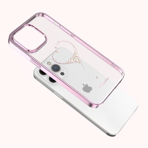 Etui do telefonu iPhone 14 Pro ozdobione kryształami Wish Series różowe KINGXBAR