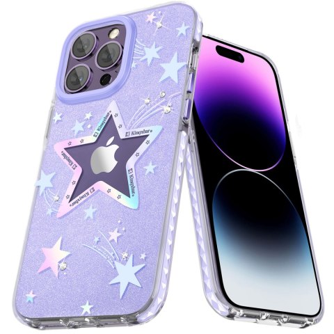 Etui pokrowiec w gwiazdki iPhone 14 Plus Heart Star Series PURPLE STAR KINGXBAR