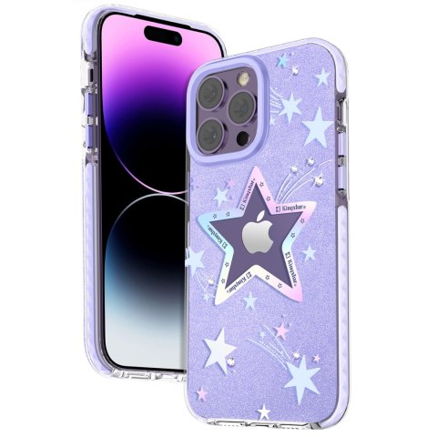 Etui pokrowiec w gwiazdki iPhone 14 Plus Heart Star Series PURPLE STAR KINGXBAR