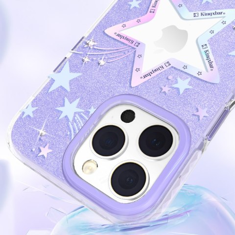 Etui pokrowiec w gwiazdki iPhone 14 Plus Heart Star Series PURPLE STAR KINGXBAR