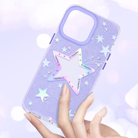 Etui pokrowiec w gwiazdki iPhone 14 Plus Heart Star Series PURPLE STAR KINGXBAR