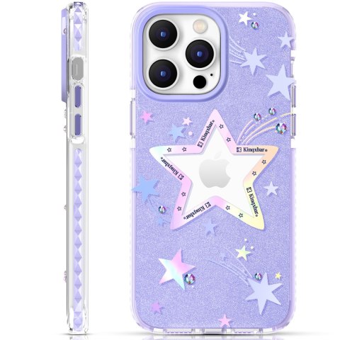 Etui pokrowiec w gwiazdki iPhone 14 Plus Heart Star Series PURPLE STAR KINGXBAR