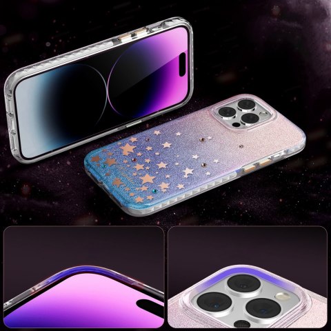 Etui pokrowiec w gwiazdki iPhone 14 Pro Max Heart Star Series ZODIAC KINGXBAR