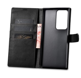 Etui skórzany pokrowiec portfel do Samsung Galaxy S23 Ultra Wallet Case czarne ICARER