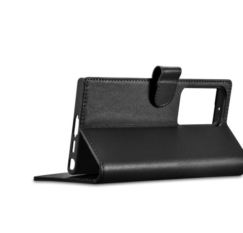 Etui skórzany pokrowiec portfel do Samsung Galaxy S23 Ultra Wallet Case czarne ICARER