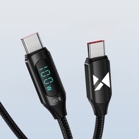 Kabel przewód USB-C z wyświetlaczem LED PD 100W 1m czarny WOZINSKY