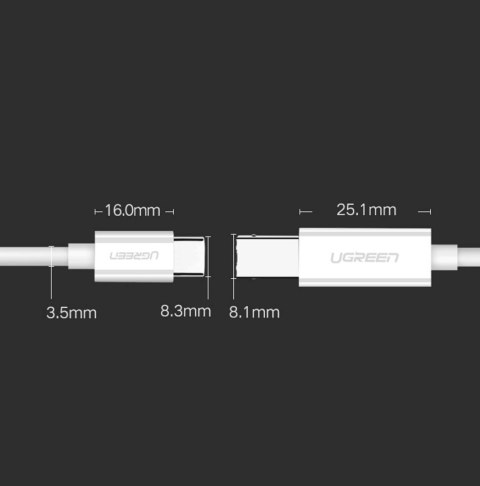 Kabel przewód do drukarki USB-C - USB-B 480Mb/s 1m biały UGREEN