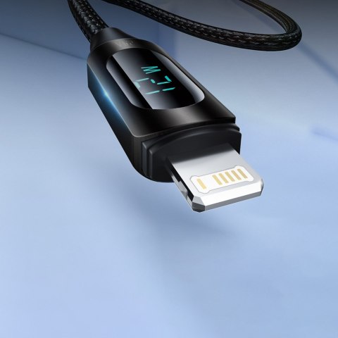 Kabel przewód do iPhone USB-A - Lightning z wyświetlaczem LED 2.4A 1m czarny WOZINSKY