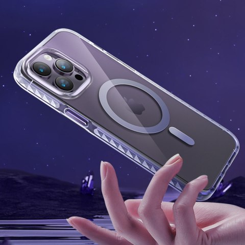 Magnetyczne etui iPhone 14 MagSafe PQY Ice Crystal Series szare KINGXBAR