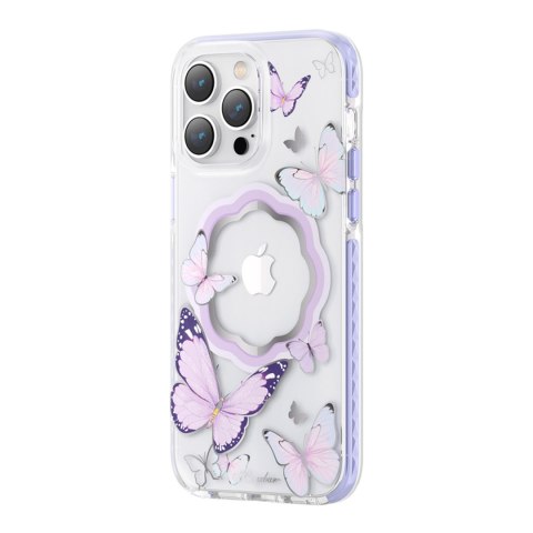 Magnetyczne etui z motylami do iPhone 14 Plus MagSafe Butterfly Series fioletowe KINGXBAR